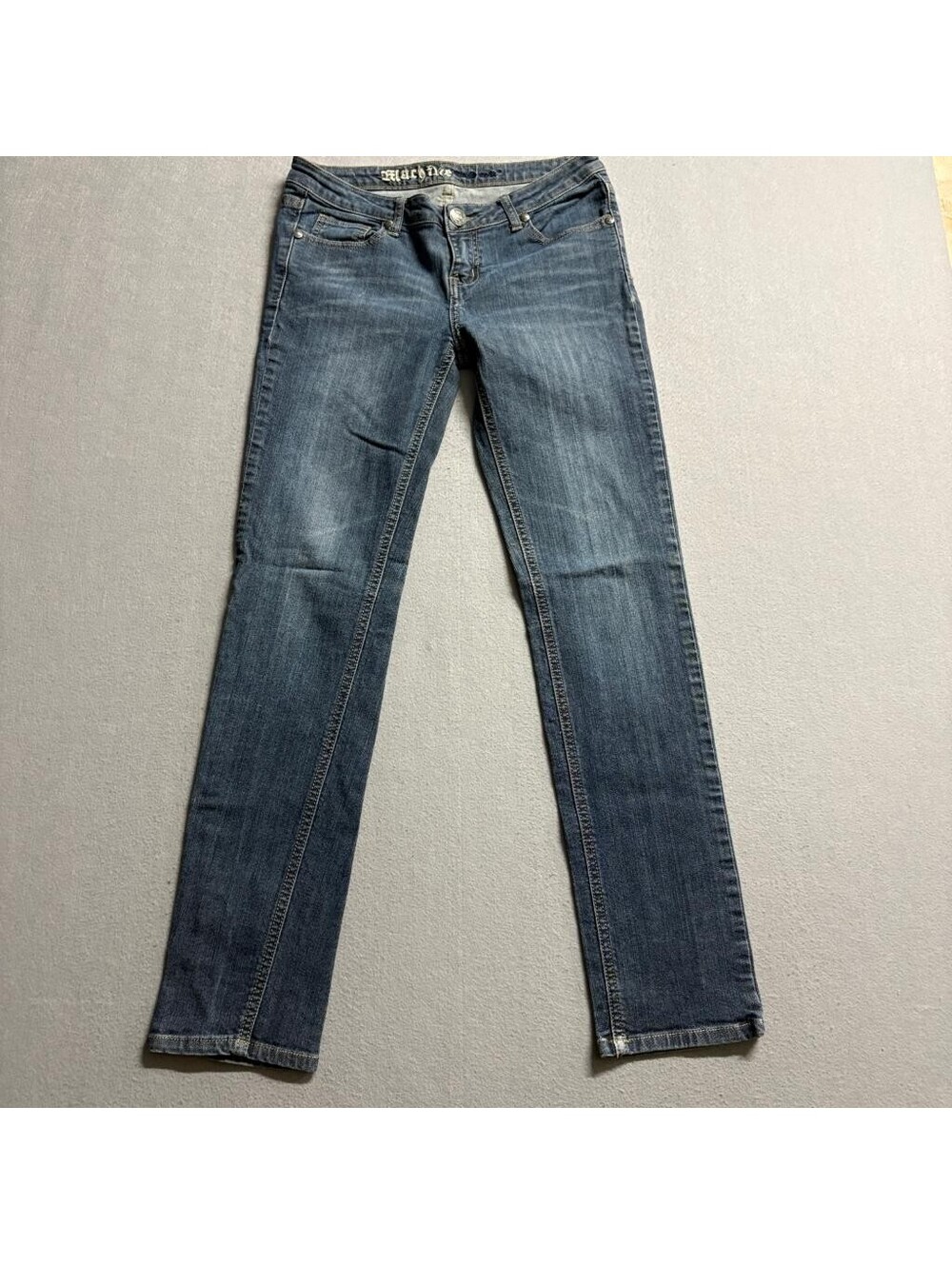 Machine Nouvelle Mode Jeans Womens Size 7 Blue Denim Straight Leg Embroidered